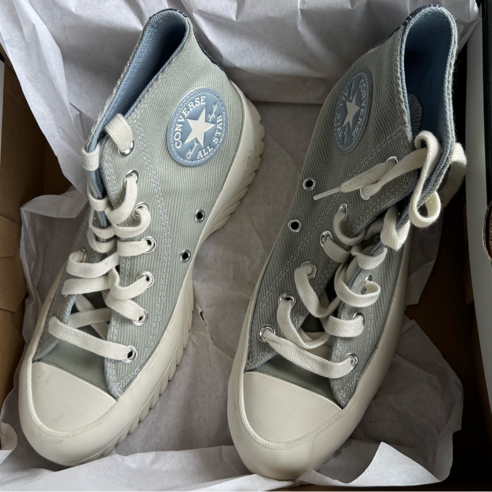 Converse High-Top Sneakers in Light Gray and White
